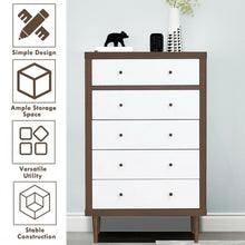 Load image into Gallery viewer, 5 Drawer Dresser Wood Chest of Storage Cabinet Organizer