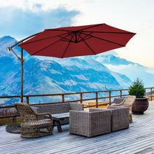 Load image into Gallery viewer, 10 Ft Patio Offset Hanging Umbrella with Easy Tilt Adjustment-Burgundy