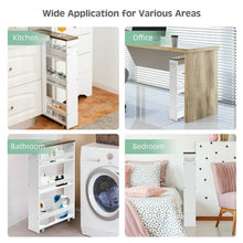 Load image into Gallery viewer, 4 Tier Rolling Slim Storage Kitchen Organizer Cart with Handle-White