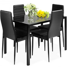 Load image into Gallery viewer, 5 pcs Metal Frame and Glass Tabletop Dining Set