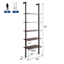 Load image into Gallery viewer, 5-Tier Metal Frame Ladder Shelf -Brown