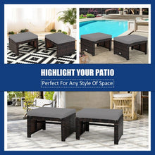Load image into Gallery viewer, 2 Pieces Cushioned Patio Rattan Ottoman Foot Rest-Gray
