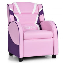 Load image into Gallery viewer, Kids Leather Recliner Chair with Side Pockets-Pink