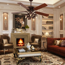 Load image into Gallery viewer, 52" Vintage Rustic Ceiling Fan Light w/ 5 Reversible Blades