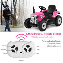 Load image into Gallery viewer, 12V Kids Ride On Tractor with Trailer Ground Loader-Pink