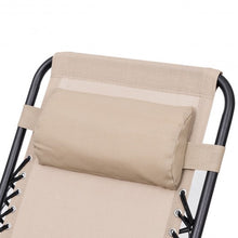 Load image into Gallery viewer, 3 pcs Folding Portable Zero Gravity Reclining Lounge Chairs Table-Beige