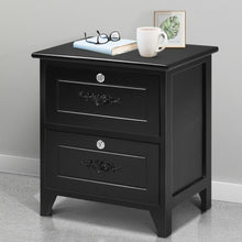 Load image into Gallery viewer, Solid Wood Elegant Storage Nightstand w/ 2 Locking Drawers-Black
