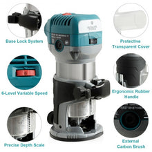 Load image into Gallery viewer, 1.25HP Palm Router Kit Variable Speed Woodworking with Dusthood