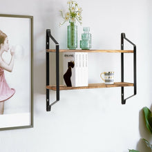 Load image into Gallery viewer, Wooden Wall-Mounted 2-Tier Floating Shelves