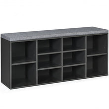 Load image into Gallery viewer, 10-Cube Organizer Entryway Padded Shoe Storage Bench-Gray