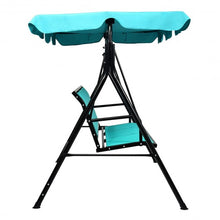 Load image into Gallery viewer, Outdoor Patio 3 Person Porch Swing Bench Chair with Canopy-Blue