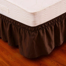 Load image into Gallery viewer, Twin / Full Size Around Bed 14" Elastic Wrap Ruffle Bed Skirt-Coffee