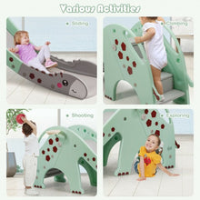 Load image into Gallery viewer, 3 in 1 Kids Climber Slide Play Set with Basketball Hoop-Green