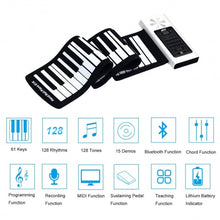 Load image into Gallery viewer, 61 Key Electronic Roll up Silicone Rechargeable Piano Keyboard-White