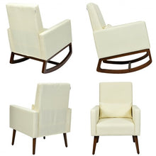 Load image into Gallery viewer, 2-in-1 Fabric Upholstered Rocking Chair with Pillow-Beige