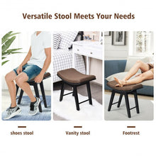 Load image into Gallery viewer, Modern Dressing Makeup Stool with Concave Seat Rubberwood Legs-Black
