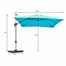 Load image into Gallery viewer, 10 Ft 360 Degree Tilt Aluminum Square Patio Offset Cantilever Umbrella-Blue