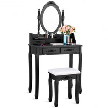 Load image into Gallery viewer, Vanity Table Set with Oval Mirror and 4 Drawers-Black