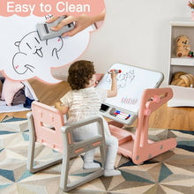 Load image into Gallery viewer, 2 in 1 Kids Easel Table and Chair Set with Adjustable Art Painting Board-Pink