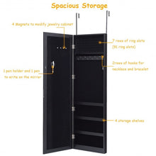 Load image into Gallery viewer, Wall Door Mounted Magnetic Mirrored Jewelry Cabinet-Black