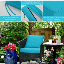 Load image into Gallery viewer, Deep Seat Chair Cushion Pads Set with Rope Belts for Indoor and Outdoor-Turquoise