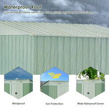 Load image into Gallery viewer, 4x6 ft Outdoor Galvanized Steel Tool Storage Shed with Sliding Door-Light Green