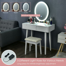 Load image into Gallery viewer, Touch Screen Vanity Makeup Table Stool Set -White