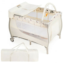 Load image into Gallery viewer, Foldable Baby Playard with Changing Station-Beige