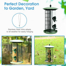 Load image into Gallery viewer, 3 in 1 Metal Hanging Wild Bird Feeder Outdoor with 4 Feeding Ports and Perches