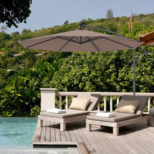 Load image into Gallery viewer, 10 Inch Patio Hanging Solar LED Umbrella Sun Shade with Cross Base-Tan