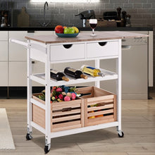Load image into Gallery viewer, Rolling Kitchen Island Trolley Cart with Wine Shelf