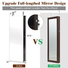 Load image into Gallery viewer, Wall and Door Mounted Mirrored Jewelry Cabinet with Lights-Brown