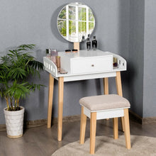 Load image into Gallery viewer, Wooden Makeup Dressing Mirror Table Set with Drawer