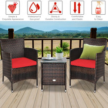 Load image into Gallery viewer, 3 pcs Outdoor Rattan Wicker Furniture Set-Red