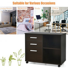 Load image into Gallery viewer, 3-Drawer Mobile Lateral File Cabinet Printer Stand-Espresso