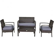 Load image into Gallery viewer, 4 PCS Patio Rattan Cushioned Furniture Set -Brown