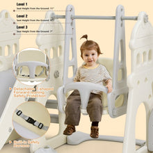 Load image into Gallery viewer, 6 in 1 Slide and Swing Set with Ball Games for Toddlers-White