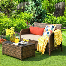 Load image into Gallery viewer, 2Pcs Cushioned Patio Rattan Furniture Set