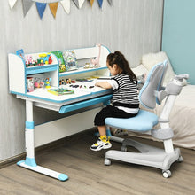 Load image into Gallery viewer, Adjustable Height Student Chair with Sit-Brake Casters and Lumbar Support for Home and School-Blue