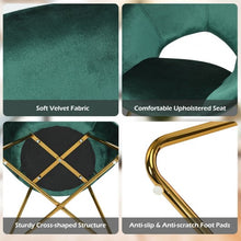 Load image into Gallery viewer, Set of 2 Accent Velvet Chairs Dining Chairs Arm Chair w/Golden Legs Dark Green