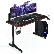 Load image into Gallery viewer, 55" T-Shaped Gaming Desk with Full Desk Mouse Pad and Gaming Handle Rack
