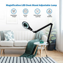 Load image into Gallery viewer, LED Magnifying Glass Desk Lamp with Swivel Arm-Black