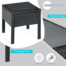 Load image into Gallery viewer, 3 Pieces Outdoor Rattan Patio Conversation Set with Seat Cushions-Turquoise