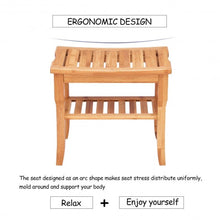Load image into Gallery viewer, Bathroom Bamboo Shower Chair Bench with Storage Shelf