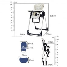 Load image into Gallery viewer, Foldable High chair with Multiple Adjustable Backrest-White