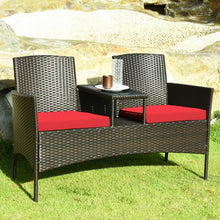 Load image into Gallery viewer, Patio Rattan Conversation Set -Red