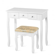 Load image into Gallery viewer, Vanity Make Up Table Set Dressing Table Set with 5 Drawers-White