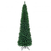 Load image into Gallery viewer, PVC Prelit Artificial Slim Pencil National Christmas Tree with Metal Stand-8'