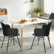 Load image into Gallery viewer, Set of 2 Metal Frame Modern Petal-Shape Plastic Dining Chair-Black