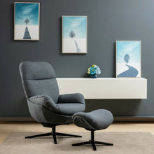 Load image into Gallery viewer, Modern Swivel Rocking Chair and Ottoman Set with Aluminum Alloy Base-Gray